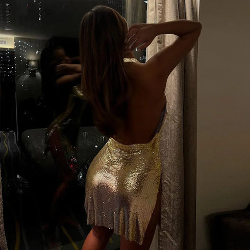 Sexy Fashionable Women's Elegant Backless Sequin Party Dress